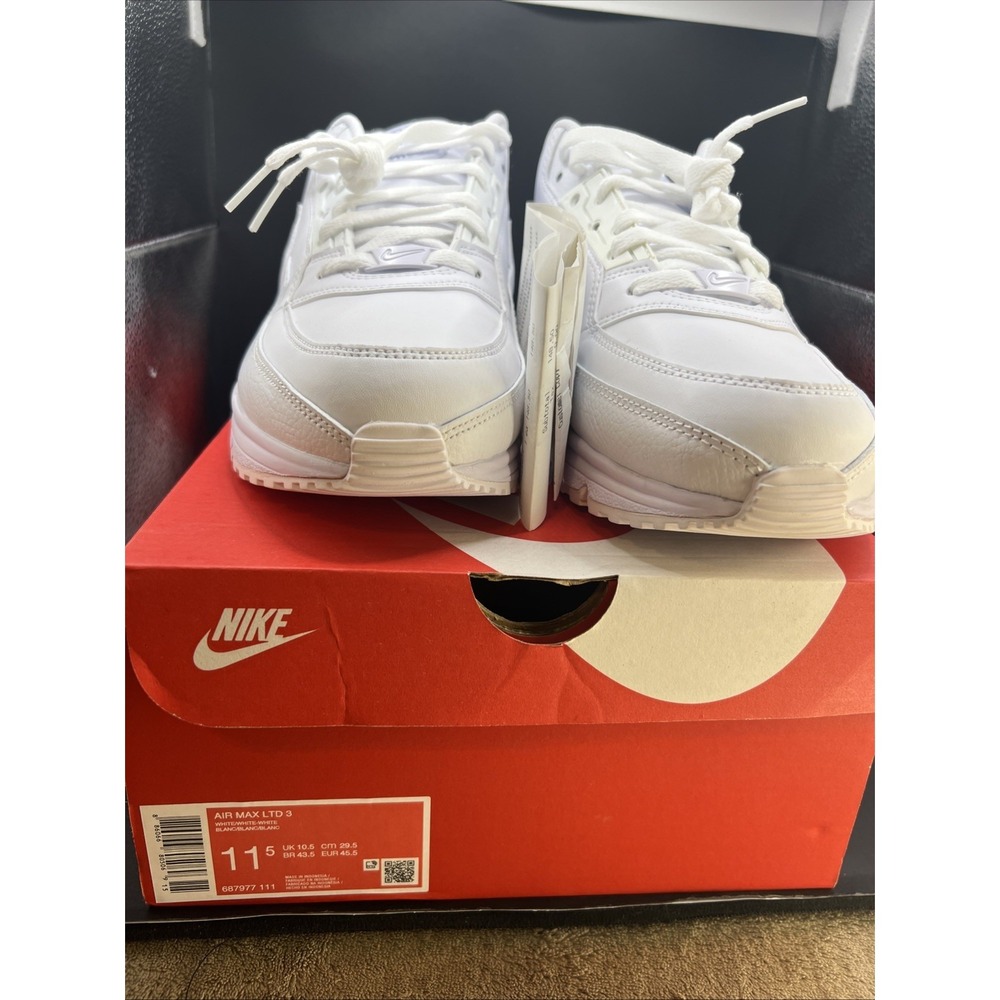 Nike Air Max LTD 3 Mens 11.5 Triple White White/White-White 687977 111 With Box